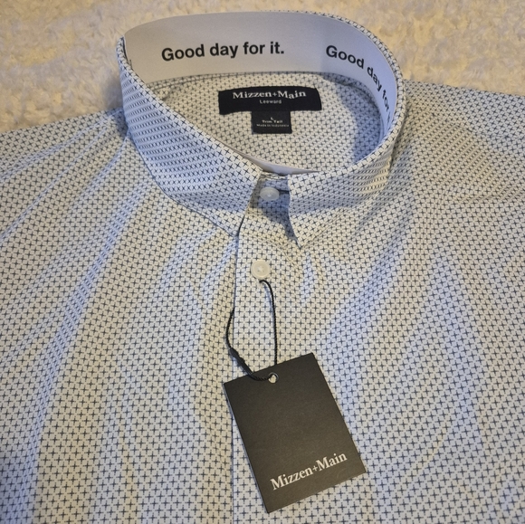 NWT Mizzen and Main White Plus Print Shirt Long Sleeved - Picture 8 of 12